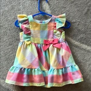 Colorful Plaid Baby Dress with Bow